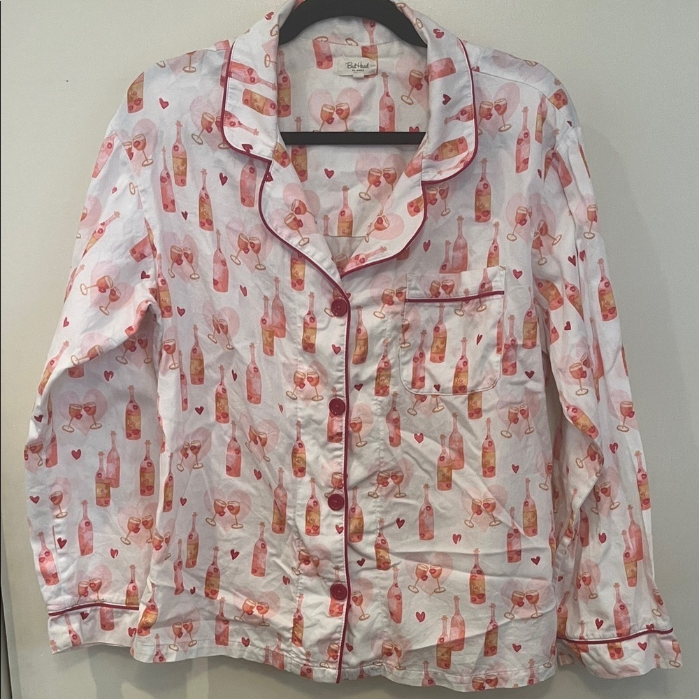 BedHead Pink Wine Print Pajama Top size medium